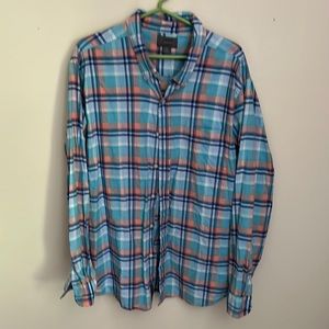 1888 Saddlebred Vintage Oxford XL Mens Blue Plaid Flannel Button Down